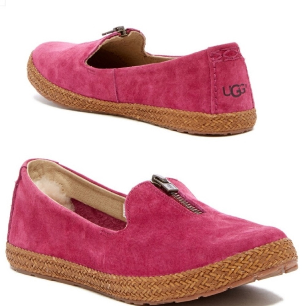 UGG Suede Selarra Sheepskin Espadrille Flat Size 8